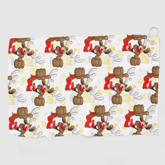 Serviette De Golf Reindeer Drunk Funny Caractère de Noël (Horizontal)