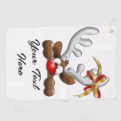 Serviette De Golf Reindeer Puzzled drôle Caractère de Noël (Horizontal)