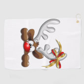 Serviette De Golf Reindeer Puzzled drôle Caractère de Noël (Horizontal)