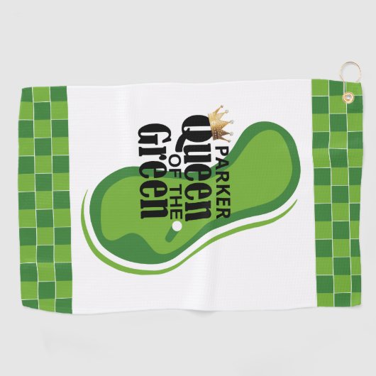 Serviette De Golf Reine du Monogramme Vert (Horizontal)