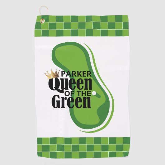 Serviette De Golf Reine du Monogramme Vert (Devant)
