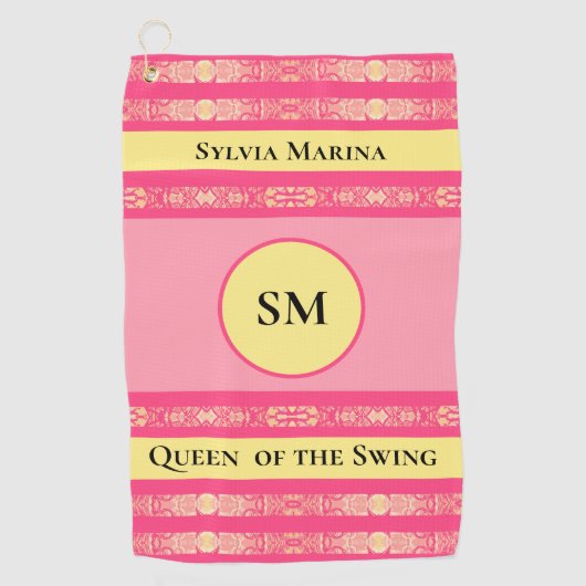 Serviette De Golf Reine du Swing Rose (Devant)