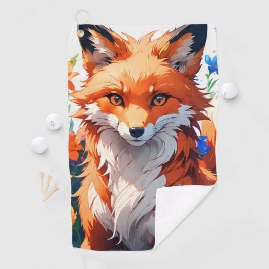 Serviette De Golf Renard à fleurs (En situation)