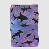 Serviette De Golf requin de l'ombre baleine sur galaxie en pente (Devant)