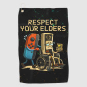 Serviette De Golf Respect Your Elders Gaming Control Retro Funny (Devant)