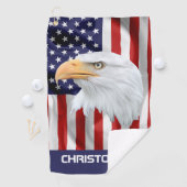 Serviette De Golf Respectueux Aigle, Le Drapeau Américain, Patriotiq (En situation)