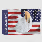 Serviette De Golf Respectueux Aigle, Le Drapeau Américain, Patriotiq (Horizontal)