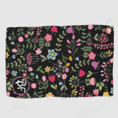 Serviette De Golf Ressort pour Floral noir Fleur sauvage Personnalis (Horizontal)