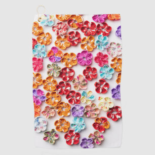 Serviette De Golf Ressort tissu cousu artisanal Fleurs Multicolor