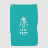 Serviette De Golf Restez calme et votre texte sur Accent Turquoise (Devant)
