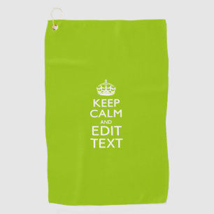 Serviette De Golf Restez calme et votre texte sur Lime Green