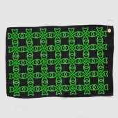 Serviette De Golf Résumé conception Bright Green Celtic Knot Motif (Horizontal)