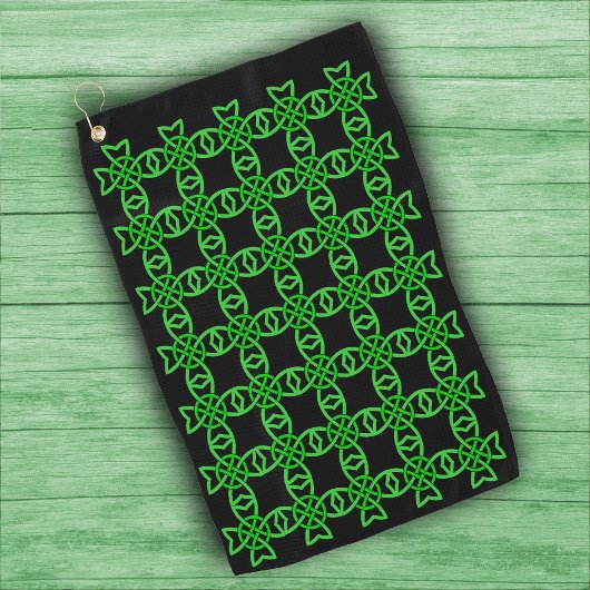 Serviette De Golf Résumé conception Bright Green Celtic Knot Motif