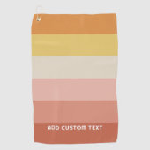 Serviette De Golf Retro Coral Sunset Stripes Minimal Sans Serif Nom (Devant)