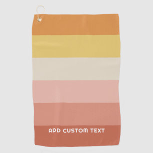 Serviette De Golf Retro Coral Sunset Stripes Minimal Sans Serif Nom