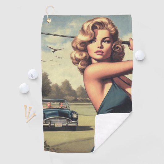 Serviette De Golf Retro Golf Girl (En situation)
