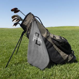 Serviette De Golf Retro Monogramme Gris Vintage Pinstripes