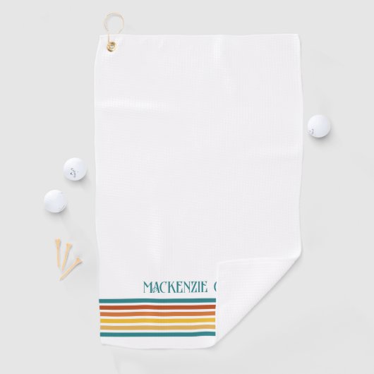 Serviette De Golf Retro Monogrammed Minimalist Stripes (En situation)