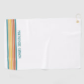 Serviette De Golf Retro Monogrammed Minimalist Stripes (Horizontal)