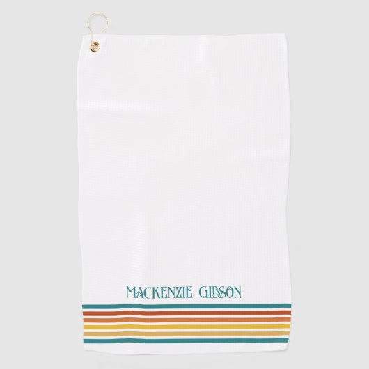Serviette De Golf Retro Monogrammed Minimalist Stripes (Devant)