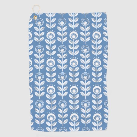 Serviette De Golf Rétro motif bleu scandinave (Devant)