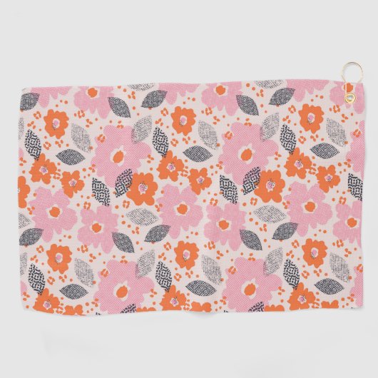 Serviette De Golf Rétro motif floral mignon (Horizontal)