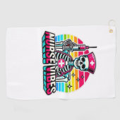 Serviette De Golf Retro Neon Skeleton Nurse - Funny Éffrayant D (Horizontal)
