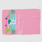 Serviette de golf Retro Pink Palm Springs (Horizontal)