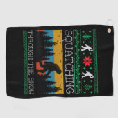 Serviette De Golf Retro Sasquatch Bigfoot laide de Noël (Horizontal)