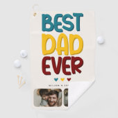 Serviette De Golf Retro Vibe 'Meilleur Papa Jamais' 2 Photo Collage (En situation)