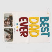 Serviette De Golf Retro Vibe 'Meilleur Papa Jamais' 2 Photo Collage (Horizontal)