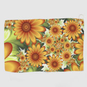 Serviette De Golf Rêve floral, Fleurs Abstraites modernes Art fracta (Horizontal)