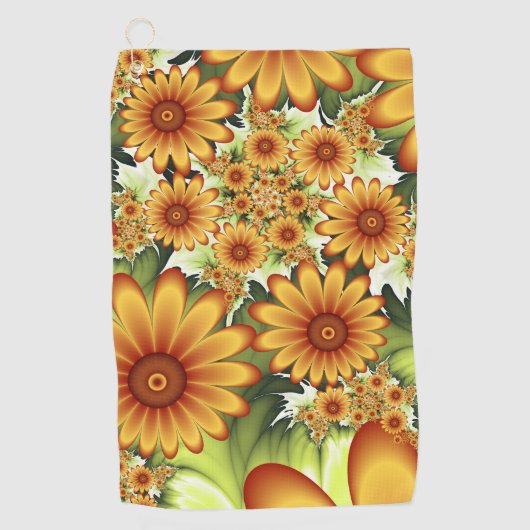 Serviette De Golf Rêve floral, Fleurs Abstraites modernes Art fracta (Devant)