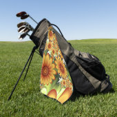 Serviette De Golf Rêve floral, Fleurs Abstraites modernes Art fracta (Vert)