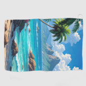 Serviette De Golf Rêve, Paradis Tropical, (Horizontal)