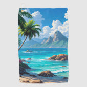 Serviette De Golf Rêve, Paradis Tropical, (Devant)