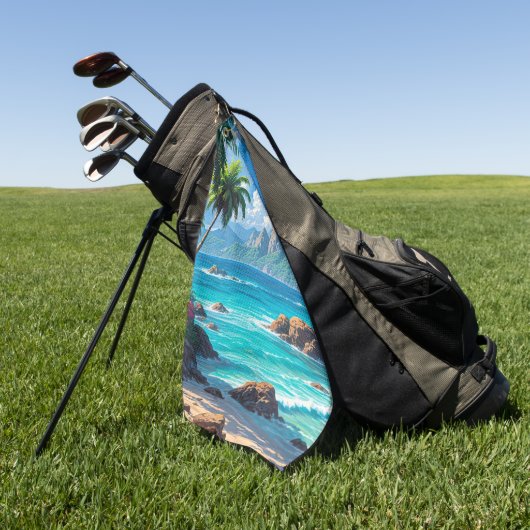 Serviette De Golf Rêve, Paradis Tropical, (Vert)