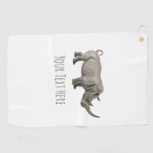 Serviette De Golf Rhinoceros Illustration Rhino message personnalisé (Horizontal)