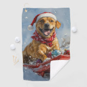 Serviette De Golf Rhodesian Ridgeback Dog dans Sledge Noël (En situation)