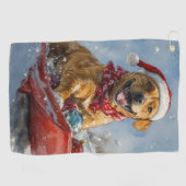 Serviette De Golf Rhodesian Ridgeback Dog dans Sledge Noël (Horizontal)