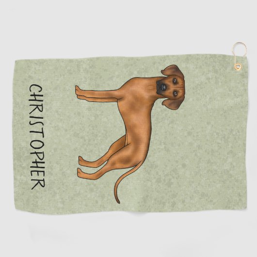 Serviette De Golf Rhodesian Ridgeback mignon chien Brown avec nom ve (Horizontal)