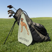 Serviette De Golf Ridback Rhodésien Chien Brun Mignon Avec Nom Vert (Vert)