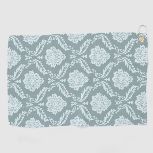 Serviette De Golf Rococo Damask Pattern Duck Egg Blue+Teal (Horizontal)