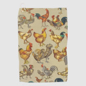 Serviette De Golf Rooster Poulet de la ferme Pays Animal (Devant)