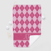 Serviette De Golf Rose Argyle Plaid Monogramme Initiales  (En situation)