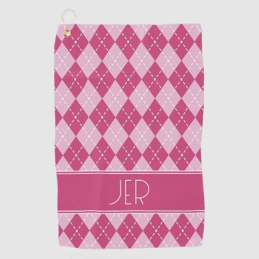 Serviette De Golf Rose Argyle Plaid Monogramme Initiales  (Devant)