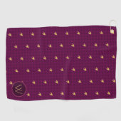 Serviette De Golf Rose avec Gold Accent Houndstooth Golf Towne (Horizontal)