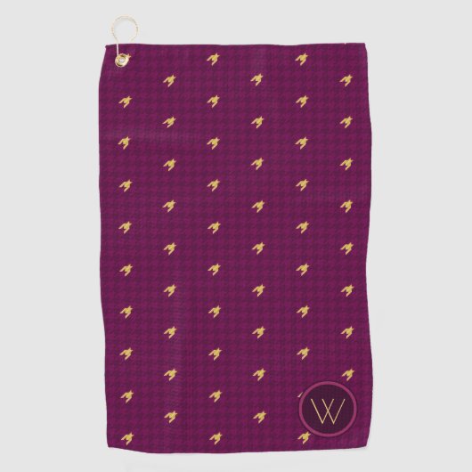 Serviette De Golf Rose avec Gold Accent Houndstooth Golf Towne (Devant)