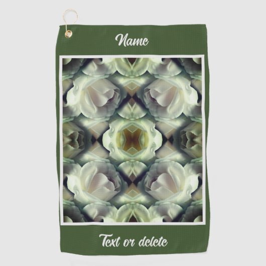 Serviette De Golf Rose blanche Floral Abstrait Art personnalisé (Devant)