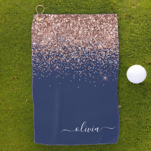 Serviette De Golf Rose bleu marine Gold Blush Pink Parties scintilla